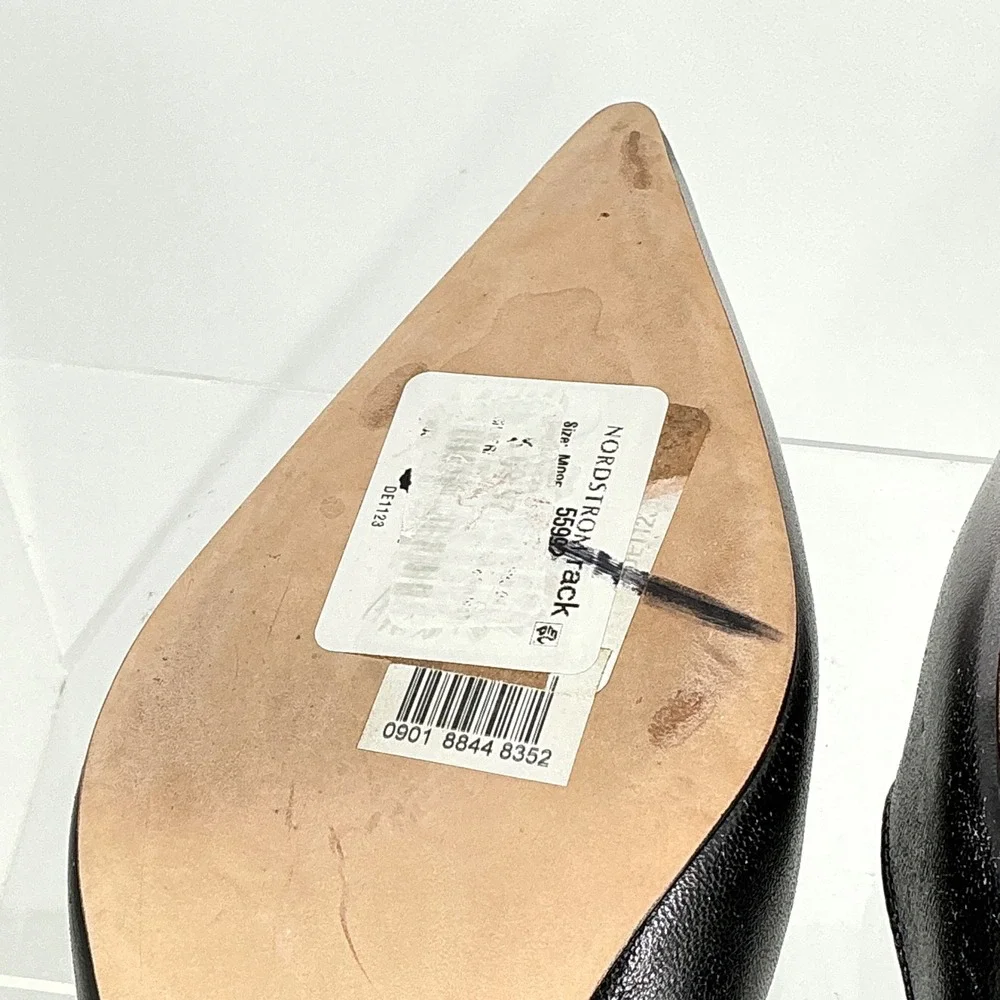 Dee Ocleppo Size 8.5 Silver Black Ombre Leather Pointed Stiletto Pumps NEW $325